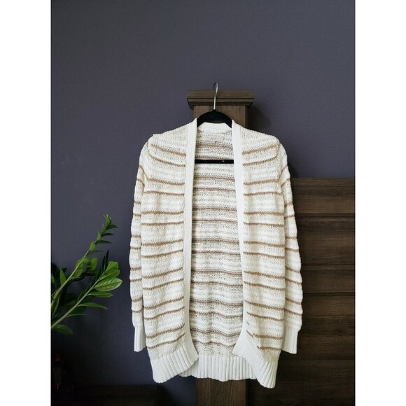 LOFT‎ Cardigan Shimmer Stripe Open Women Size XS knit Oversized NWOT - Picture 2 of 13